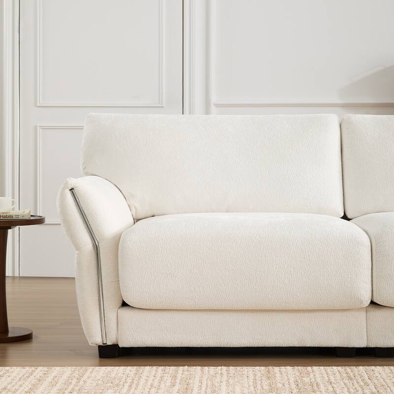 Modular Sectional Sofa, L-Shape With Extra-Wide Seat Cushion, Usb And Type-C Charger, Petal Armrest Design