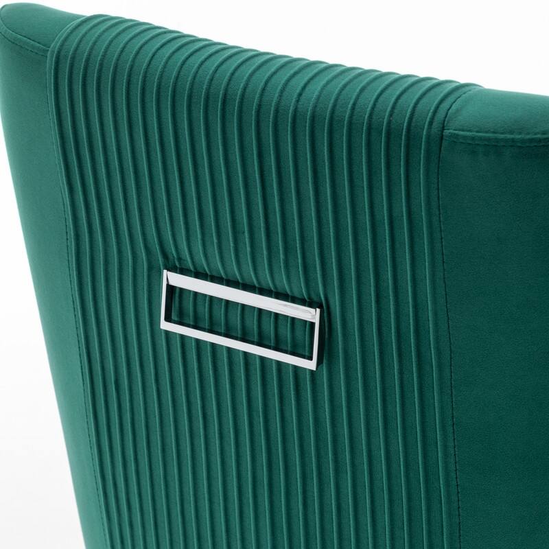 Modern Contempoary Velvet Dining Chair Set of 2 with Metal Frame Legs and Back Pull