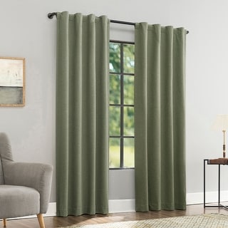 Sun Zero Treviso Linen Blend Magnetic Closure Total Blackout Back Tab 1-Piece Curtain Panel, Single Panel