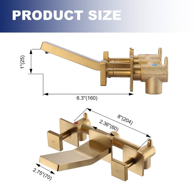 WOWOW Dual- Handle Waterfall Bathroom Wall-mount Faucet in Modern