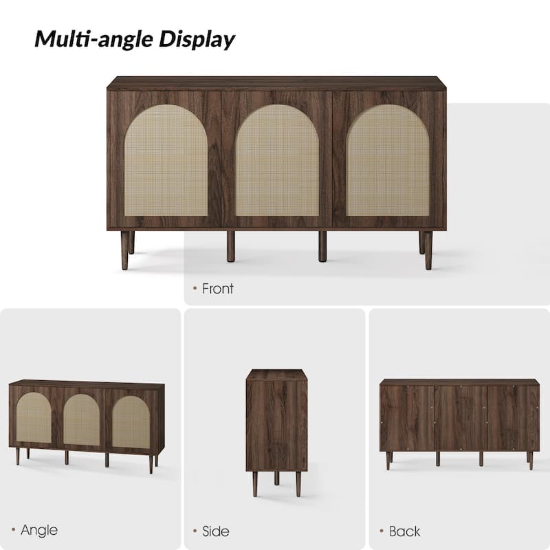 Ulysses Farmhouse Storage Rattan Sideboard with Adjustable Shelves by HULALA HOME