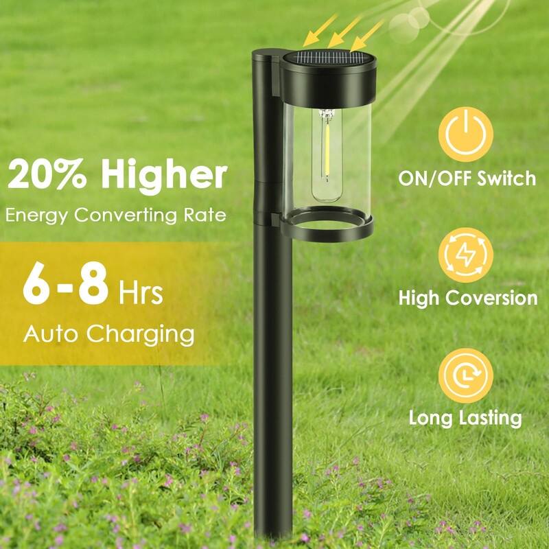 Solar Pathway Lights Outdoor, 10 Pack Metal & Glass Solar Lights Outdoor - 10 pack