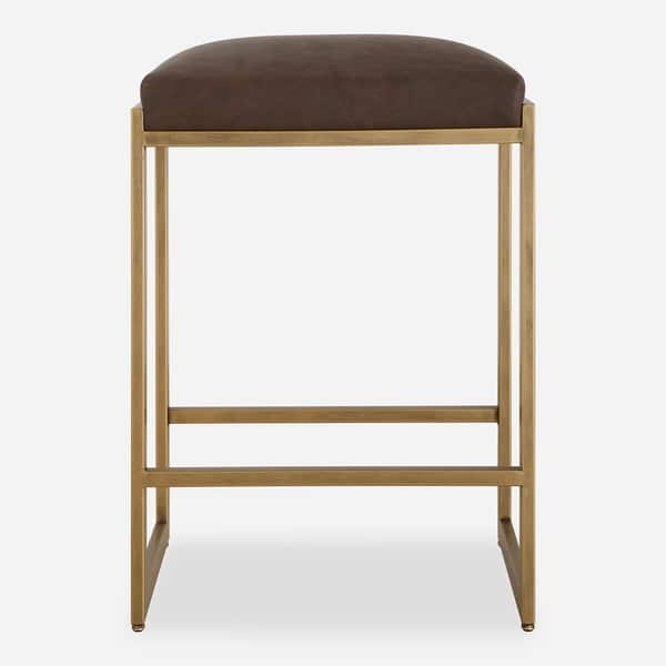 slide 2 of 5, Brushed Brass Solid Counter Stool - 25.75" - Gold and Brown