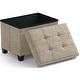preview thumbnail 1 of 5, Ornavo Home Collapsible Rectangle Small Storage Ottoman with Legs - 12" x 16" x 12" Tan/Taupe