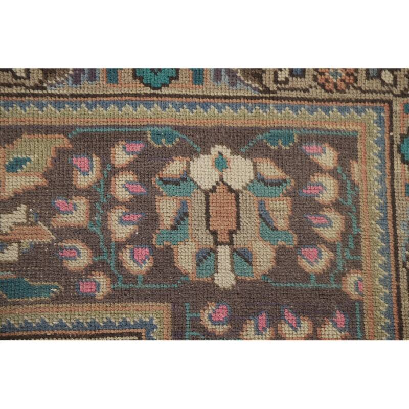 Hand Knotted Oriental 100% Wool Carpet Traditional Floral Coral Tabriz Area Rug - 11' 3'' X 8' 0''