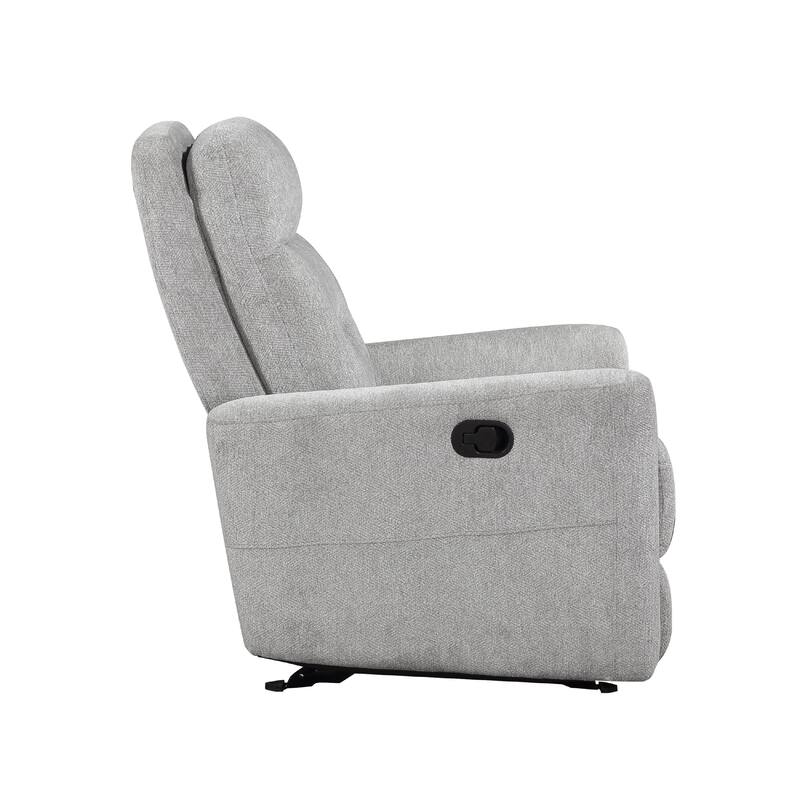 Lyns Manual Glider Recliner Armchair, Soft Gray Chenille, Solid Wood