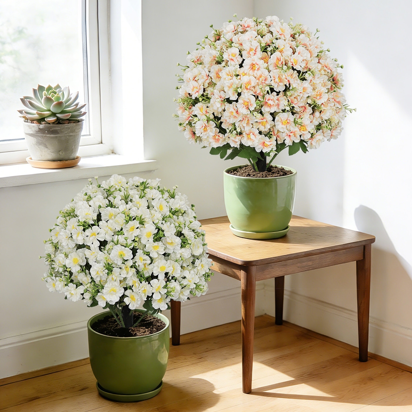 24 in Faux Flower Artificial Snow Lotus Potted Plant