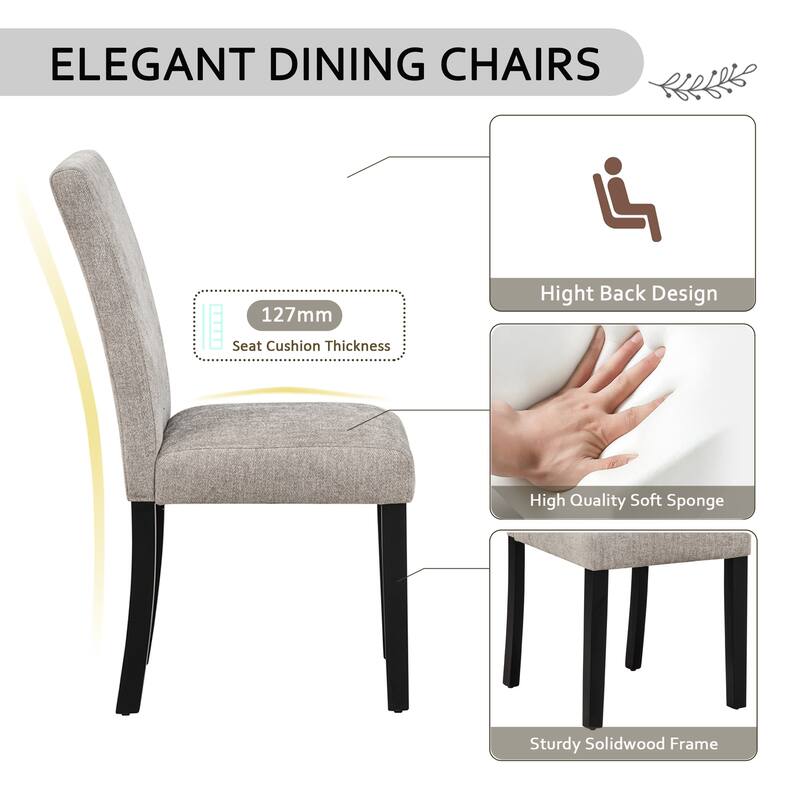 5-piece Wooden Dining Table Set with 4 Chairs, Dining Table Set for 4 People, Modern 4 Person Dining Table Set