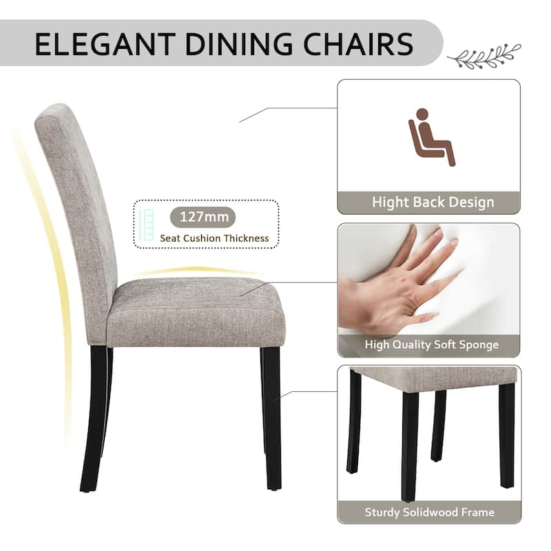 GDFStudio - Aurelia Luxury Concrete-Effect Tabletop Rectangular Dining Table Set with 4 Upholstered Chairs (with/without Bench)