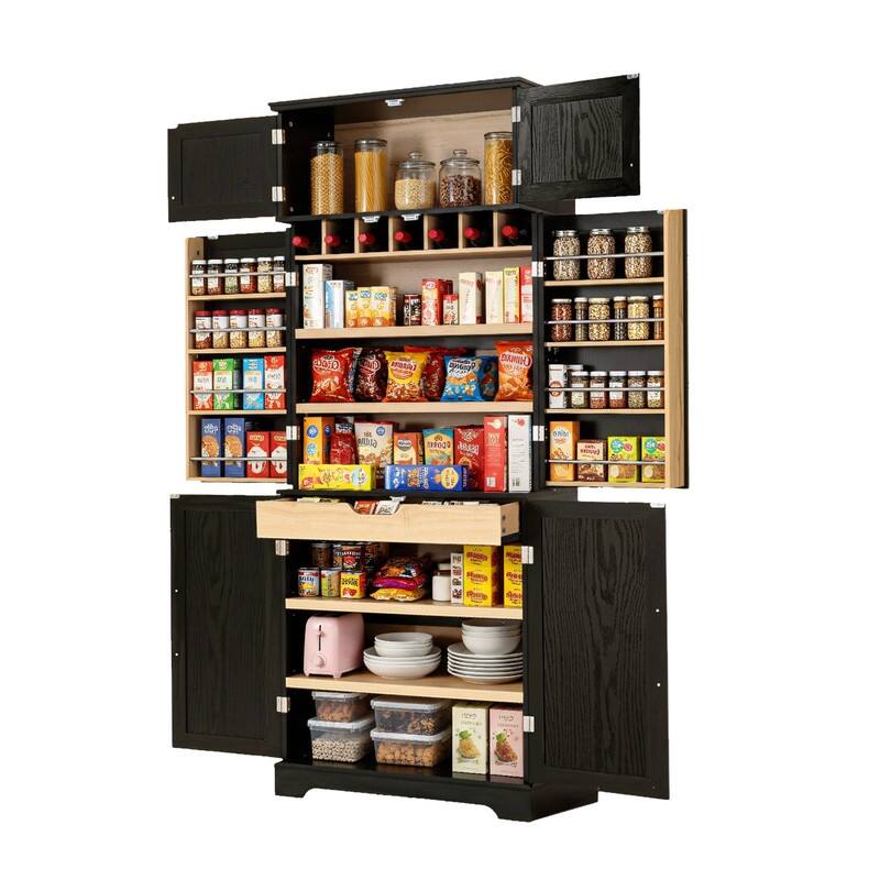 Farmhouse 78.2" Tall Kitchen Pantry Cabinet with Door Shelves, Adjustable Shelves and Hidden Drawer