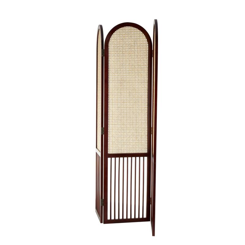 Arched Slatted Wood Base or Wood Distressed Shuttered and 3 Panel Room Divider - Brown, Dark Brown or Grey - Roche River Décor