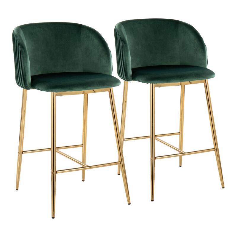Silver Orchid Pleated Fixed-Height Counter Stool - Set of 2