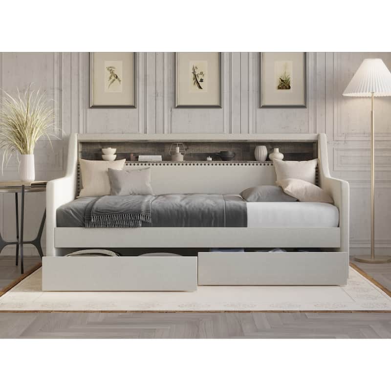 Brianna Upholstered Twin Daybed - Warm Grey