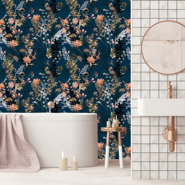 Shop Autumn Red And Orange Flowers Removable Wallpaper 24 Inch
