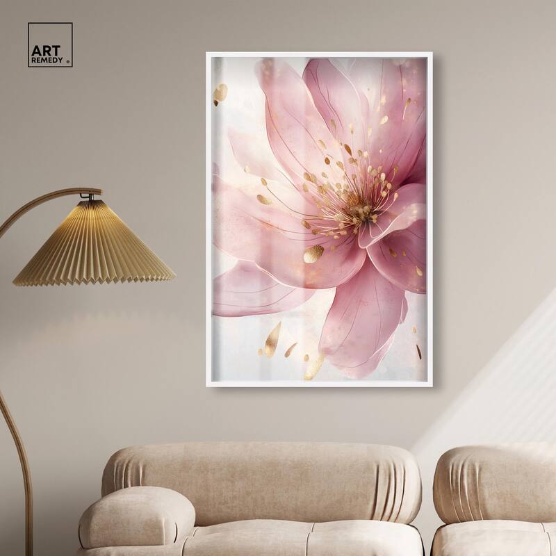 Pink and Gold Bloom Shadowbox by Art Remedy