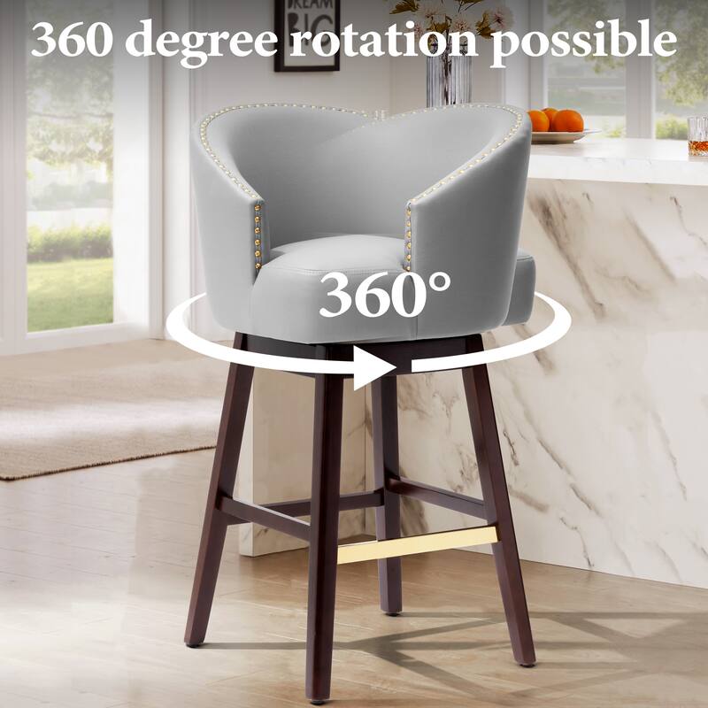 31.9"H Height Solid Wood Swivel Indoor BarStools Set of 2 or 4