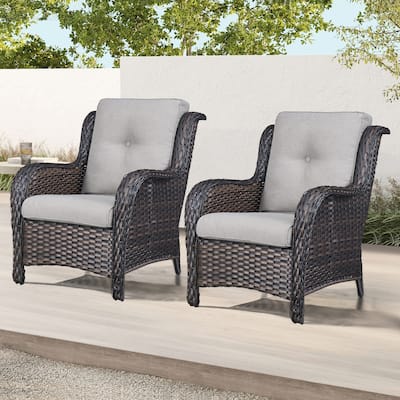 Gymojoy Outdoor Wicker Club Chairs Patio Furniture with Cushion (Set of 2)
