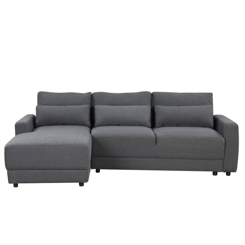 92.90 in Wide Square Arm Fabric L-shaped Removable Back Cushions and 3 Pillows Sofa