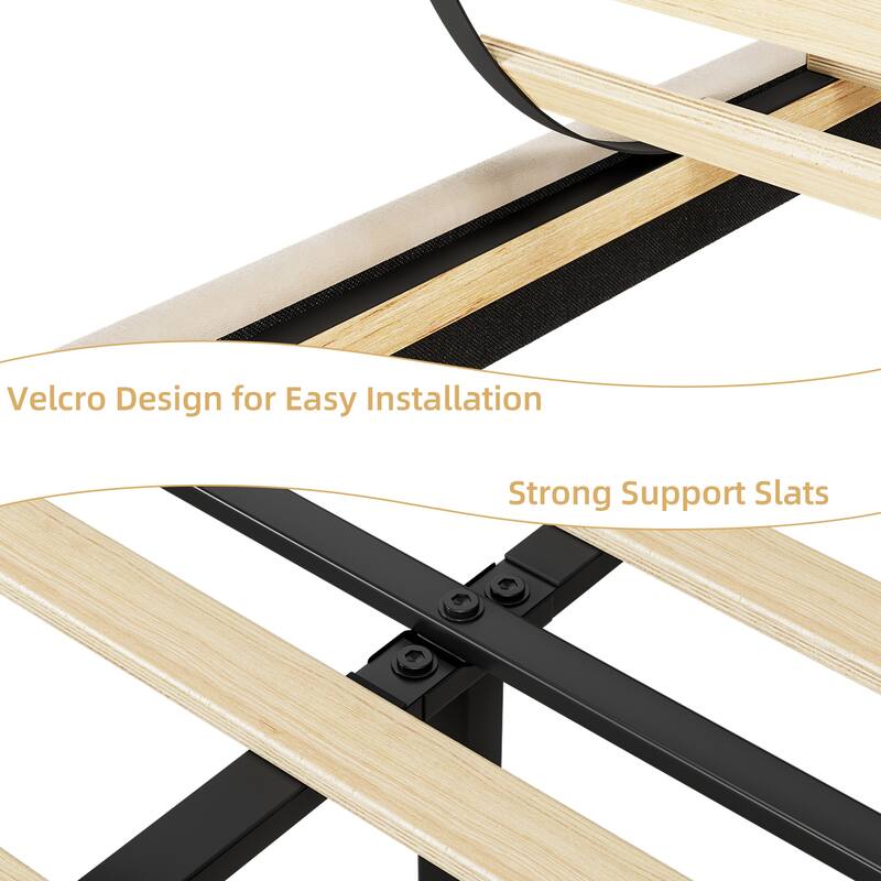 Upholstered Platform Bed Frame with Adjustable Headboard