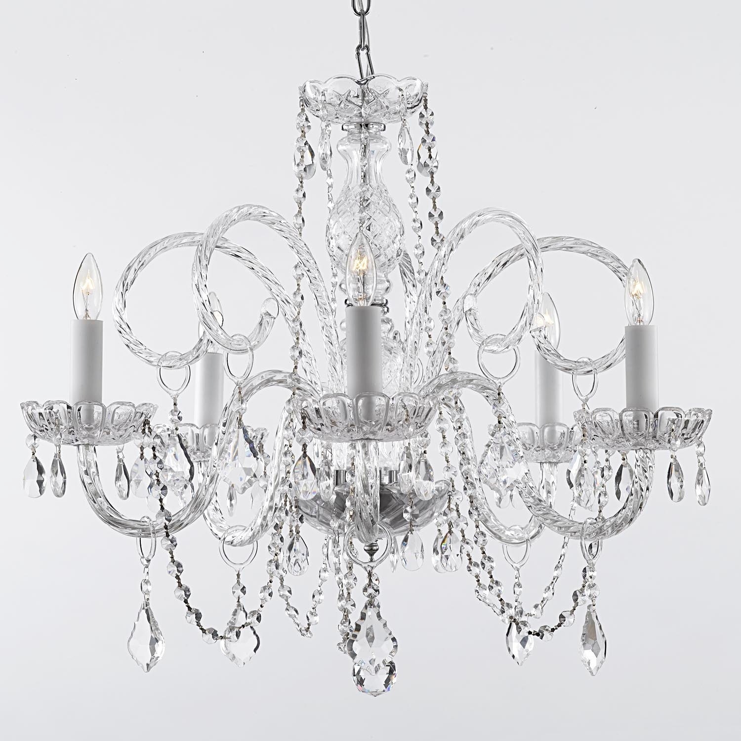 Crystal Swag Plug In Chandelier Lighting H25 x W24 - Chandeliers For Bedrooms by Overstock.com
