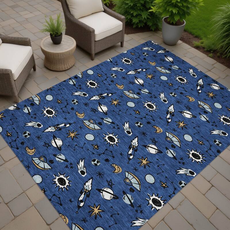 Machine Washable Indoor/ Outdoor Spaceship Chantille Rug
