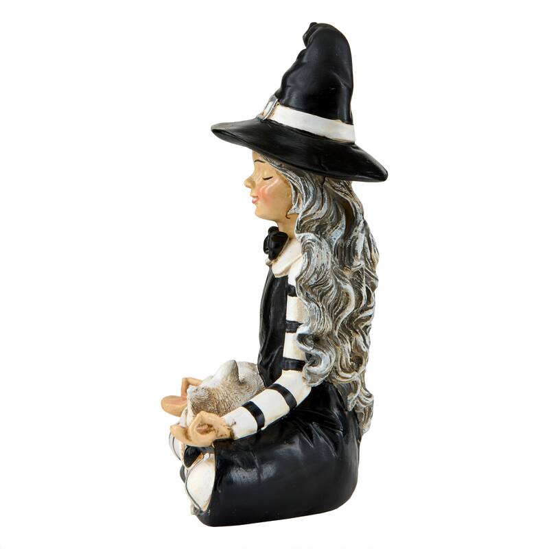 National Tree Company 5" Black and White Yoga Witch Tabletop Decoration - 5 in