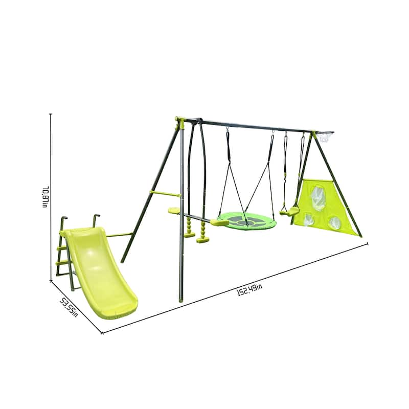  Green And Blue Interesting Six Function Swing set