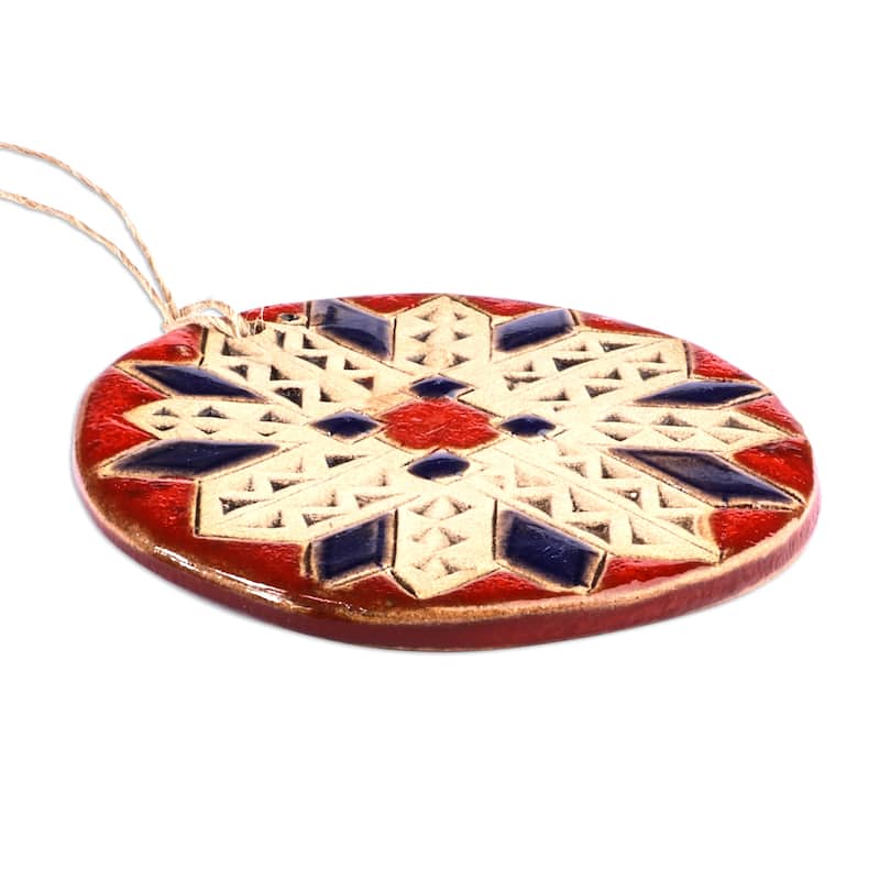 Novica Handmade Crimson Blessings Ceramic Home Accent