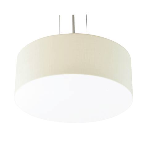 Anton 12-inch Satin Nickel LED Pendant, Linen White Shade