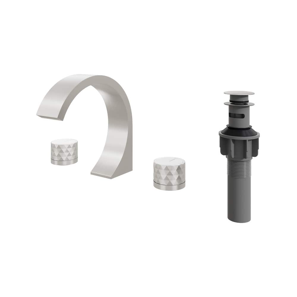 8 in. Widespread Double-Handle C-Arc Waterfall Deck-Mount Bathroom Faucet with Drain Kit