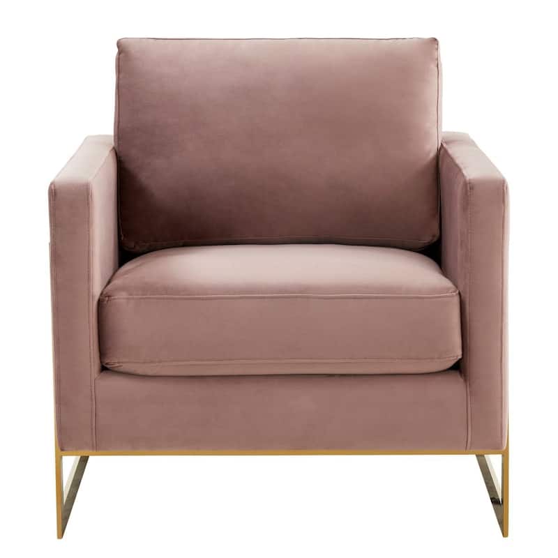 Lincoln Modern Velvet Upholstered Accent Designer Lounge Chair with Gold Frame for Living Room, Bedroom and Home Office - 34"