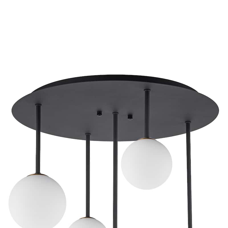5 Light Branch Semi-Flush Mount Lighting with Milky White Glass Globes