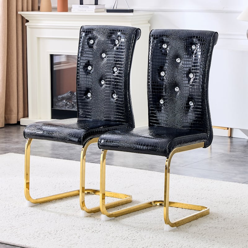 Dining Chair Black Gold Side Chair Kitchen Chair Leisure Chair Lounge Chair Office Chair Armless Chair with Metal Legs - Black Gold
