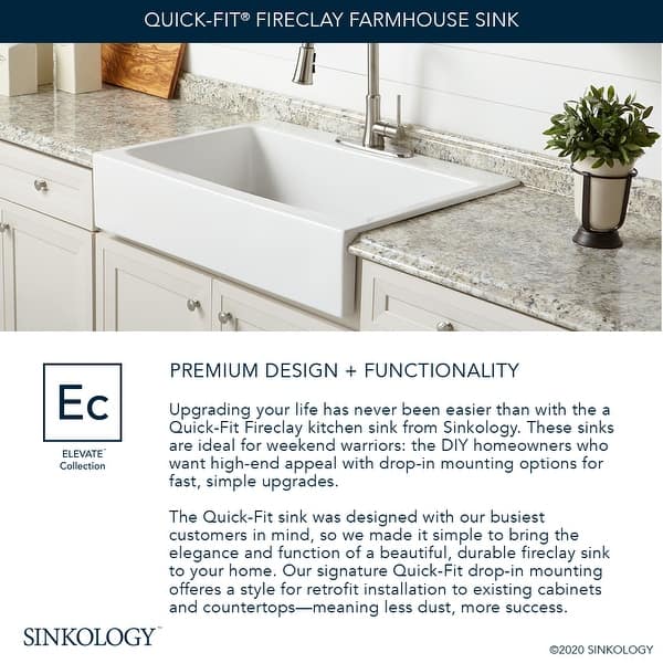 Anna Quickfit Drop In Farmhouse Fireclay 25 85 In 3 Hole Single Bowl Kitchen Sink In Crisp