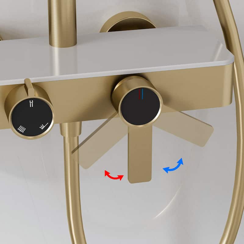 Modland 3-Function Wall Mount Shower System with Tub Spout 10.8" Rainfall Shower & Handheld Shower