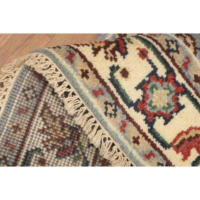 Hand-knotted Transitional Wool Carpet Blue Oushak Rug Oriental Carpet Floral Area Rug Oriental Carpet - 5' 0'' X 2' 11''