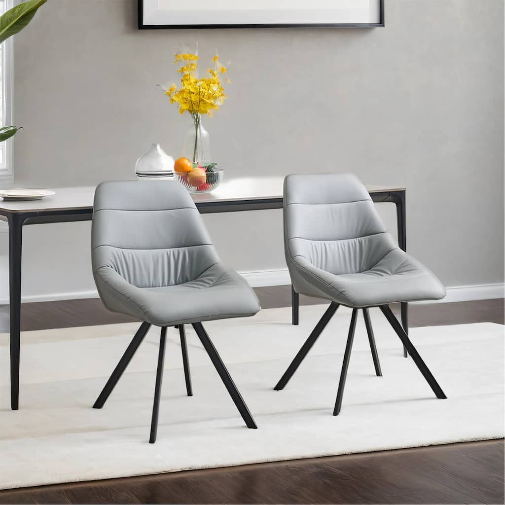 Modern Fabric Dining Chairs, Thick Cushion & Metal Legs, Set of 2