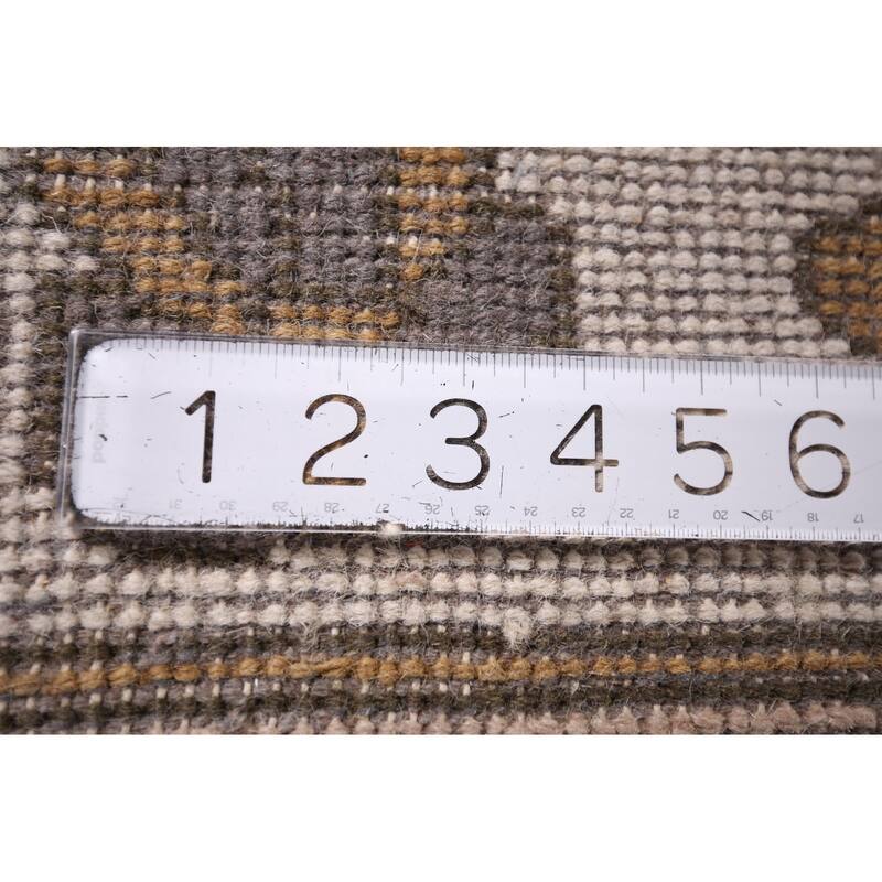 Dark Gray & Ivory Oushak Oriental Area Rug Hand-Knotted Wool Carpet - 9'2" x 11'7"