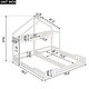 preview thumbnail 4 of 7, Wood Twin Size House Platform Kids Beds Frame, 2-Shared Beds with Shelves, Guardrail, Safe Design, Easy Assembly, Creamy White