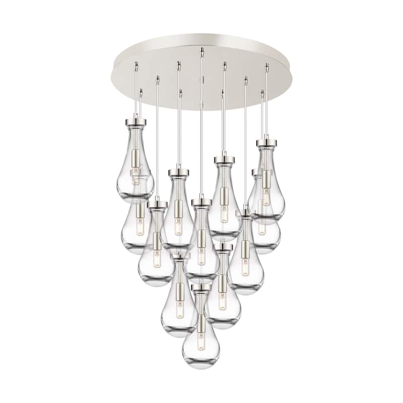 Innovations Lighting Owego - 12 Light 5" Cord Hung Multi Pendant - 24" Canopy - Clear/Polished Nickel