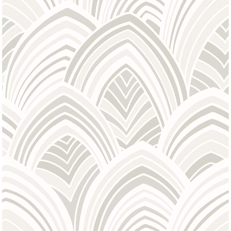 A-Street Prints Cabarita White Art Deco Flocked Leaves Wallpaper