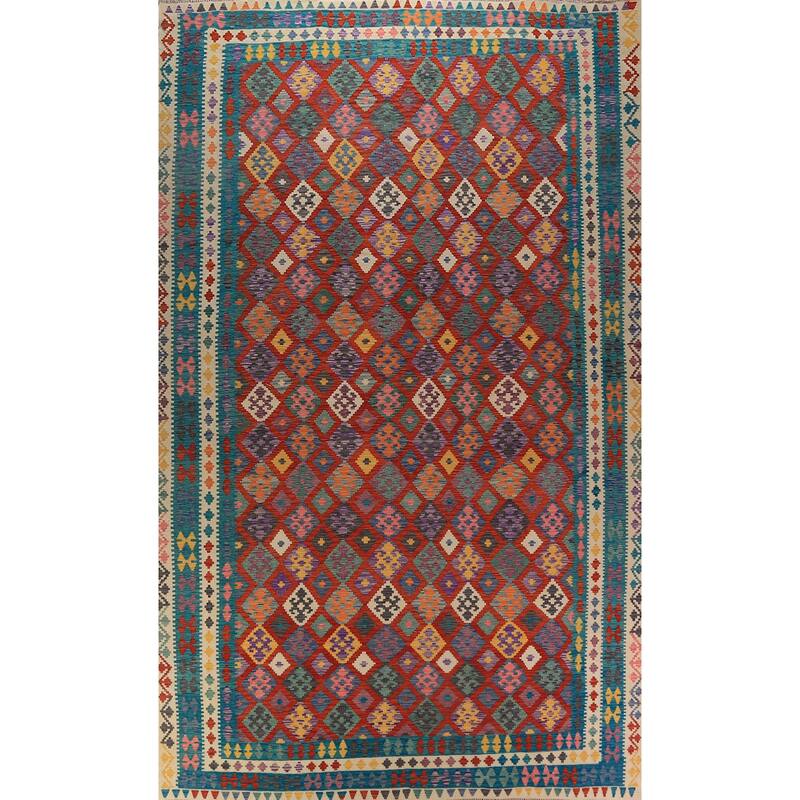 Palace Size Kilim Oriental Rug Hand-Woven Wool Carpet - 9'11"x 16'4"