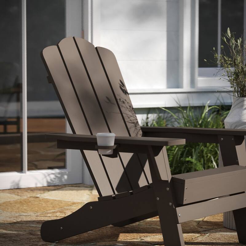 Set of 4 All-Weather Adirondack Chairs with Cupholders