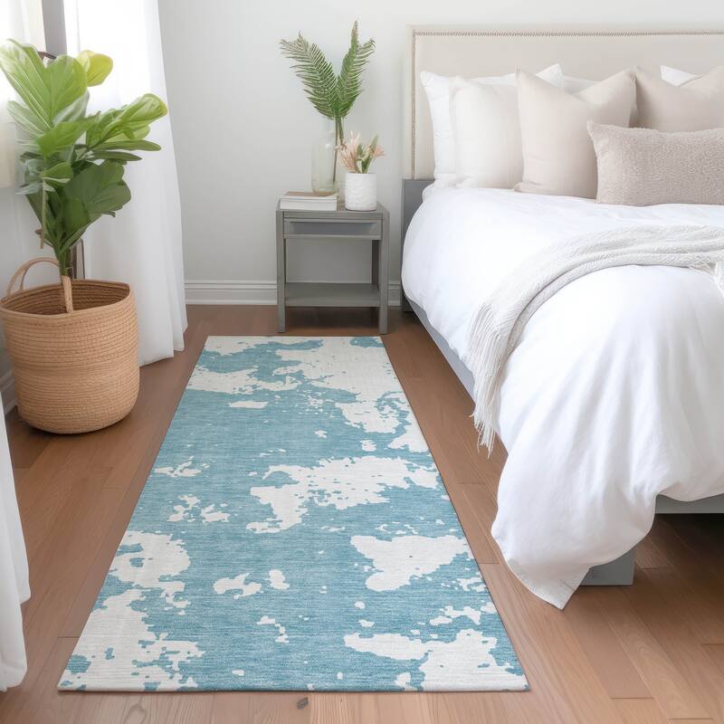 Premium Washable Super Soft Absstract Contempo Mayfield Rug - Sky - 2'3" x 7'6"