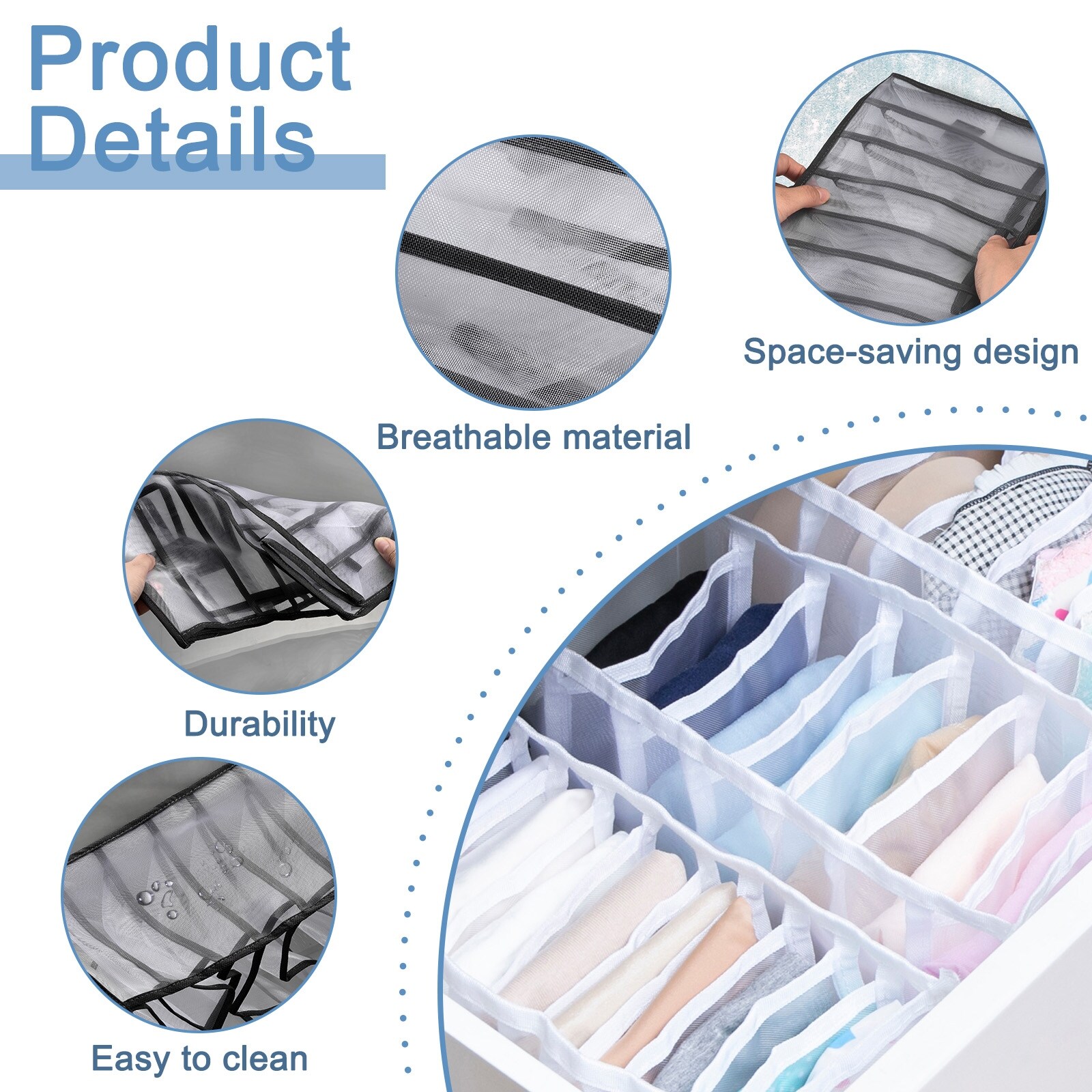 Xhy Clothes Organizer 9 Grids Clothing Storage Bins Divider Closet Drawer  Storage Box for Jeans T-Shirt Underwear 