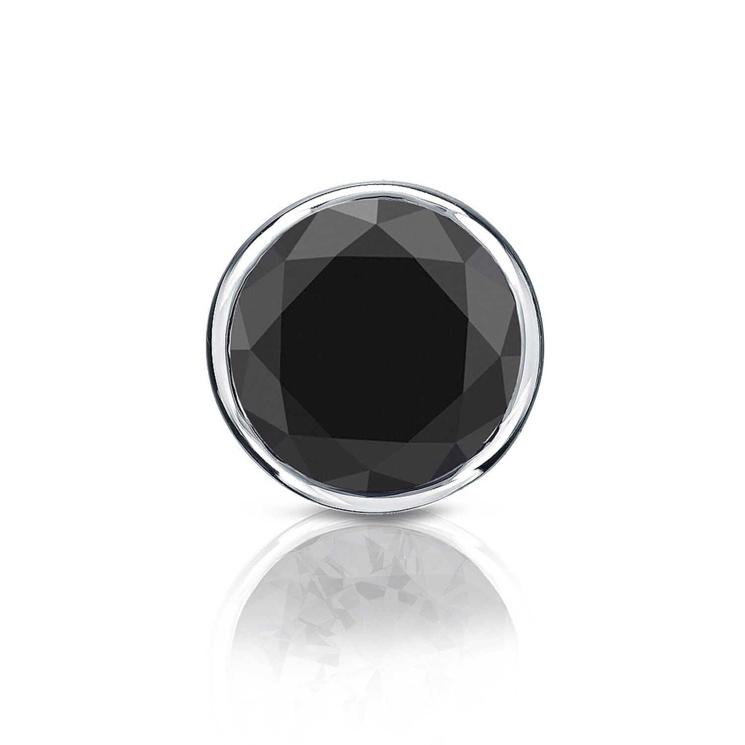 Auriya 14k Gold 1ct TDW Bezel-Set Round SINGLE (1) Black Diamond Stud Earring