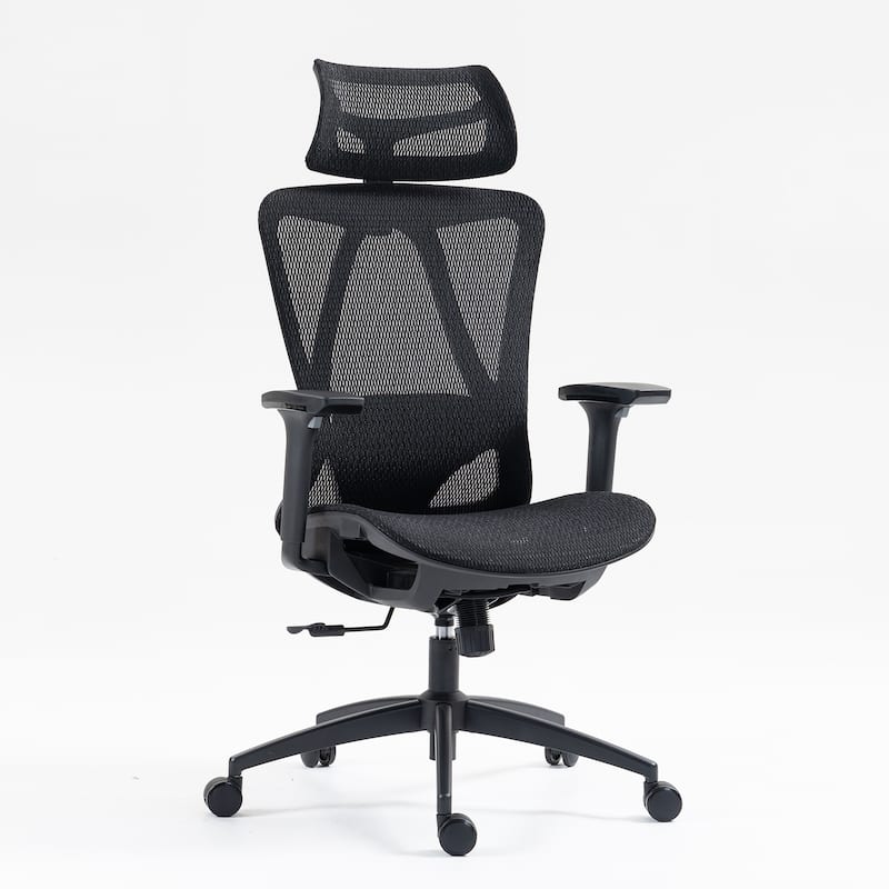 Mesh Office Chair Premium Backrest Feaures Flexible Non-Pattern Mesh Fabric,Allowing You To Sit Focused And Relaxed,High Back - Black