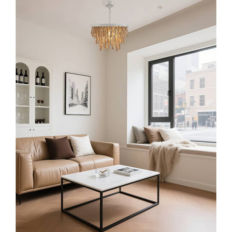 5-Light Chandelier Round Tassel Pendant Light Fixture for Bedroom with White Finsih - N/A