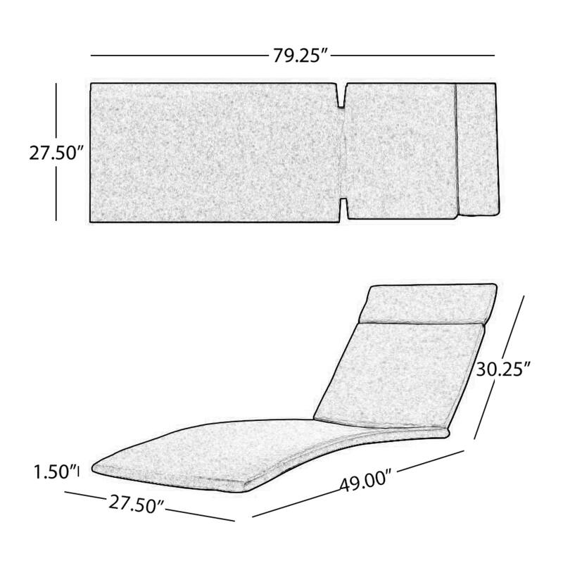 2PCS Outdoor Chaise Lounge Cushion