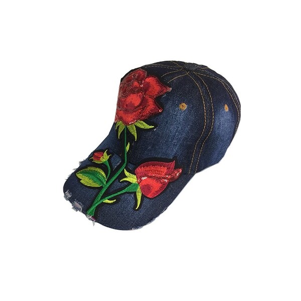 Embroidery Flower Baseball hat Denim Adjustable Cap. Opens flyout.